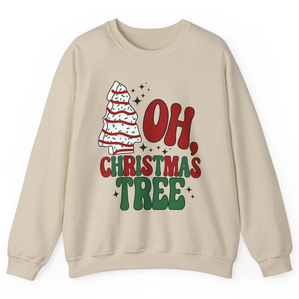 Oh Christmas Tree Cakes Tis The Season Christmas Cake Lovers Unisex Crewneck Sweatshirt