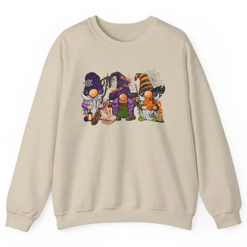 Retro Gnomes Witch Halloween Witchy Gnomies Horror Hallows Unisex Crewneck Sweatshirt