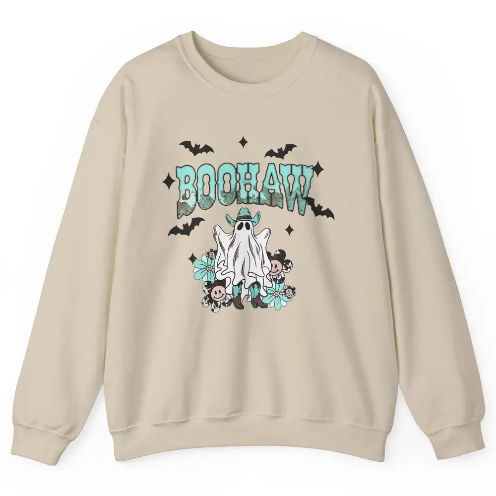 Retro Cowboy Ghost Boohaw Boot Scooting Western Halloween Unisex Crewneck Sweatshirt