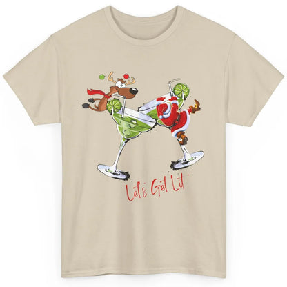 Party Santa & Reindeer Cocktail Glasses Let's Get Lit Xmas Classic Unisex T-Shirt
