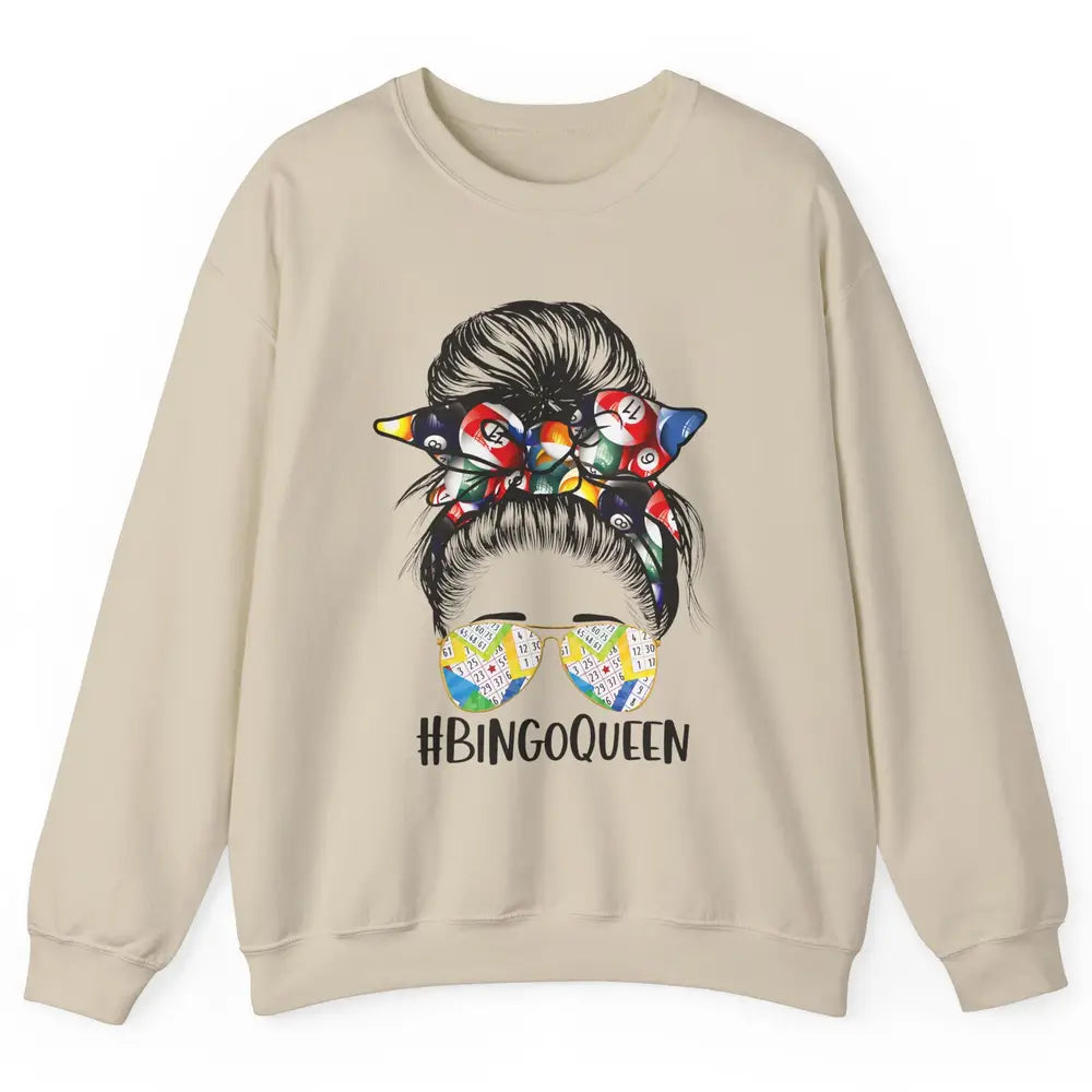 Bingo Life Messy Bun Bandana Gambling Lucky Bingo Player Unisex Crewneck Sweatshirt