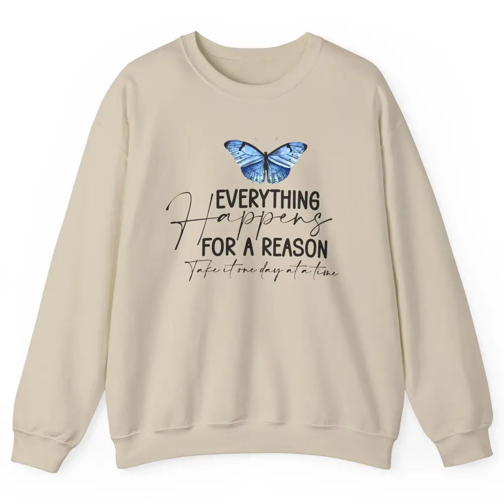 Retro Groovy Everything Happens For A Reason Inspirational Unisex Crewneck Sweatshirt