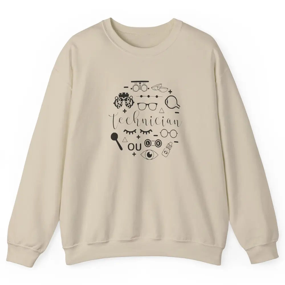 Optometry Symbols Eyeglasses Optician Optometrist Technician Unisex Crewneck Sweatshirt