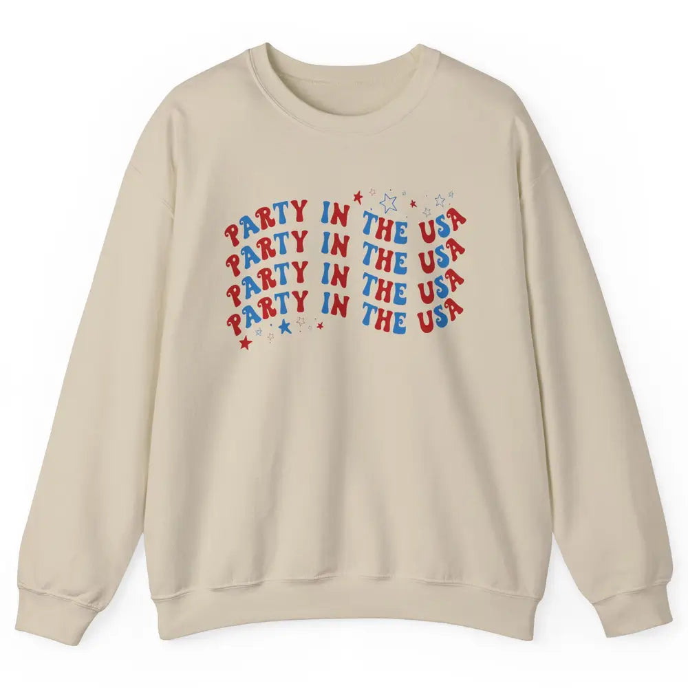 Retro July 4th Party In The USA Stripe Star American Patriot Unisex Crewneck Sweatshirt