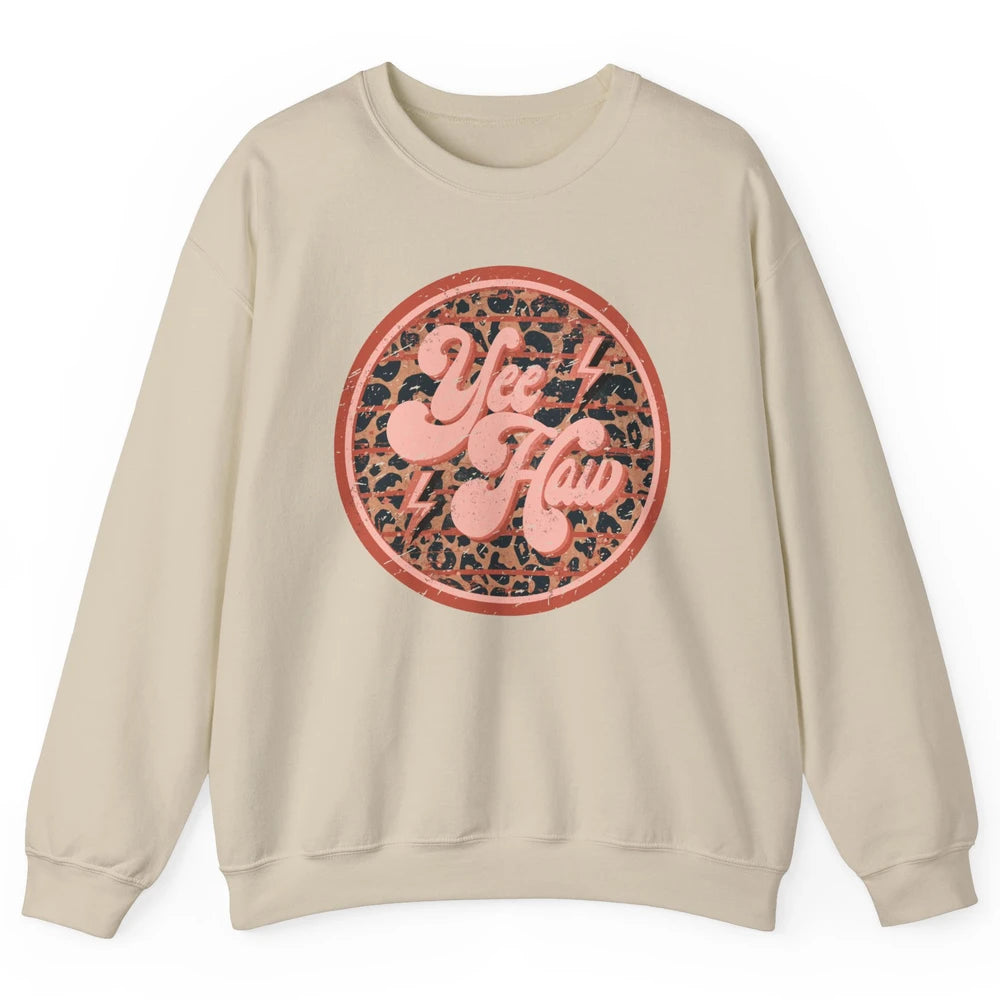 Retro Cowboy Yeehaw Leopard Western Country Cowgirls Horse Unisex Crewneck Sweatshirt