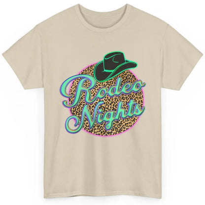 Retro Leopard Cowboy Hat Rodeo Night Western Country Cowgirl Classic Unisex T-Shirt
