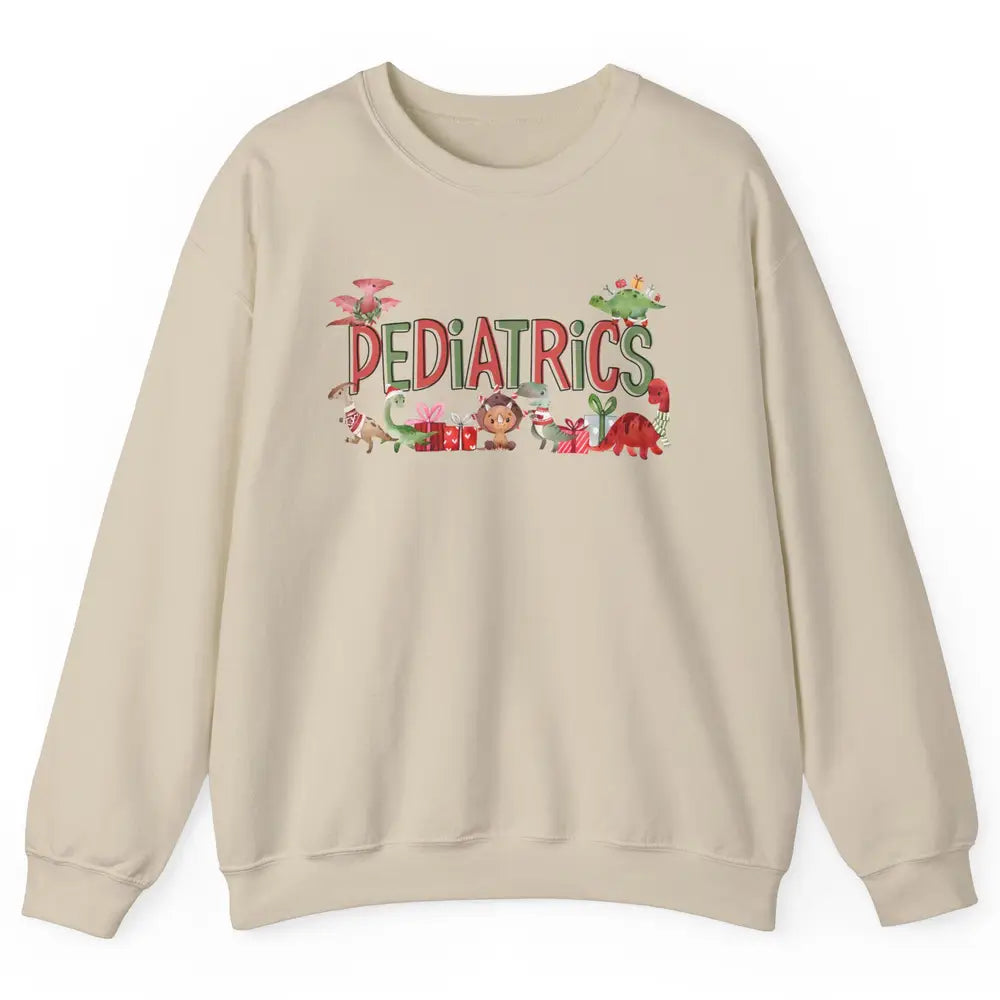 Pediatrics Christmas PEDS Nurse Dinosaur Xmas Physical Nurse Unisex Crewneck Sweatshirt