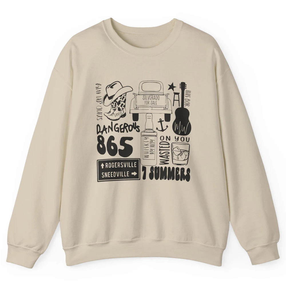 Retro Cowboy Boot Hat Sand In My Boots Western Country Music Unisex Crewneck Sweatshirt