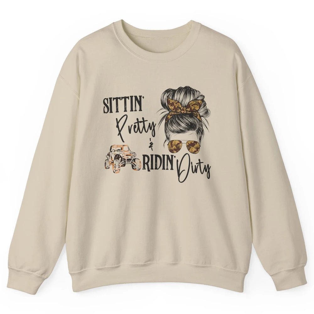 Mud Riding ATV Messy Bun Ride RZR SXS Life Country Girls Unisex Crewneck Sweatshirt