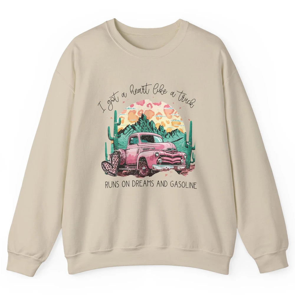 Retro Desert Truck Got A Heart Like A Truck Western Country Unisex Crewneck Sweatshirt