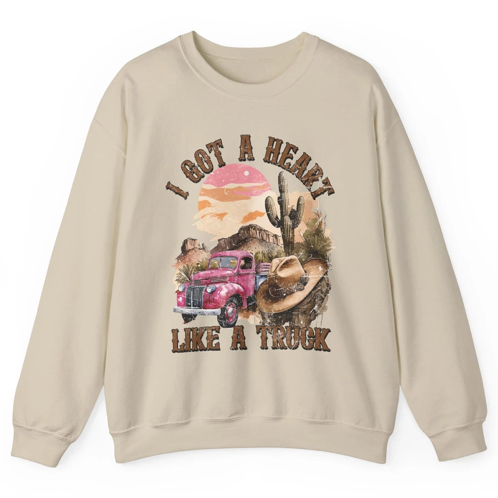 Retro Desert I Got A Heart Like A Truck Western Country Girl Unisex Crewneck Sweatshirt