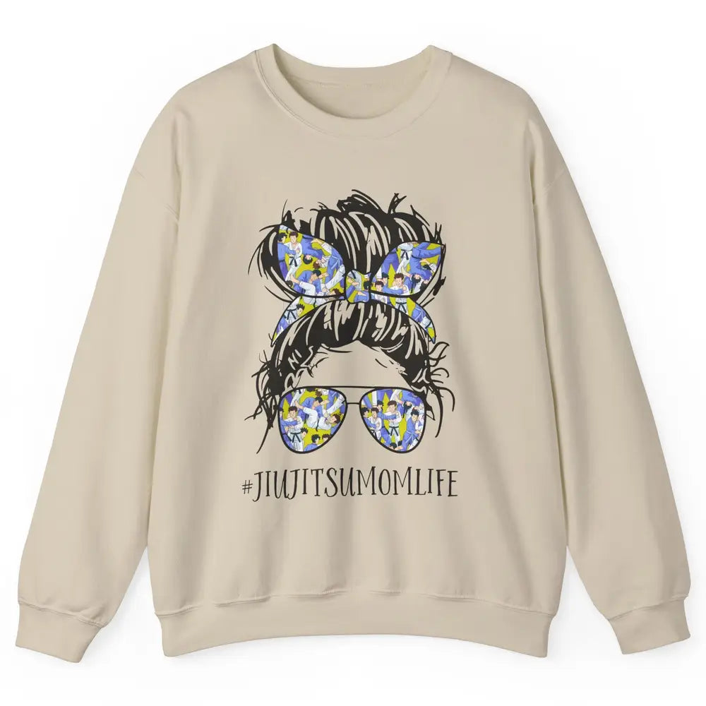Vintage Messy Bun Jiu Jitsu Mom Life Taekwondo Martial Art Unisex Crewneck Sweatshirt
