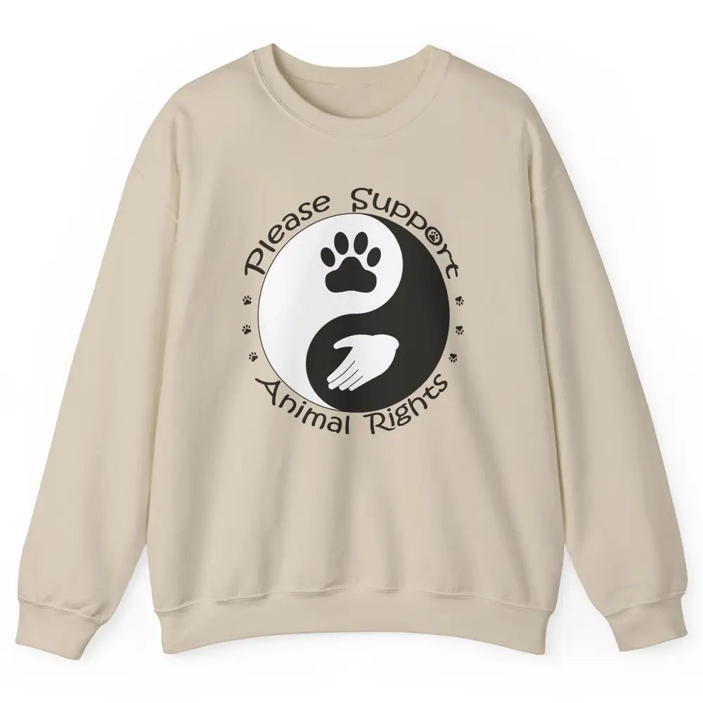 Please Support Animal Rights Pet Rescuer Paw Yin Yang Adopt Unisex Crewneck Sweatshirt
