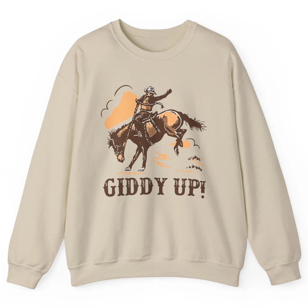 Retro Cowboy Rodeo Giddy Up Hold Your Horses Western Country Unisex Crewneck Sweatshirt