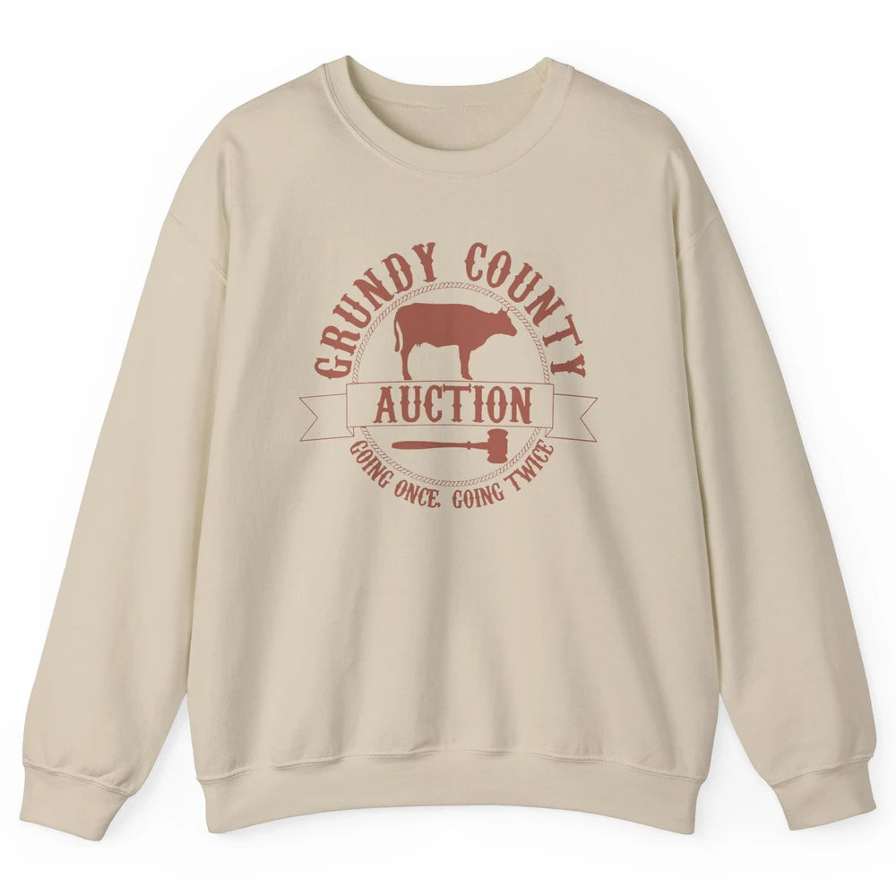Retro Cow Cattle Grundy County Auction Western Country Farm Unisex Crewneck Sweatshirt