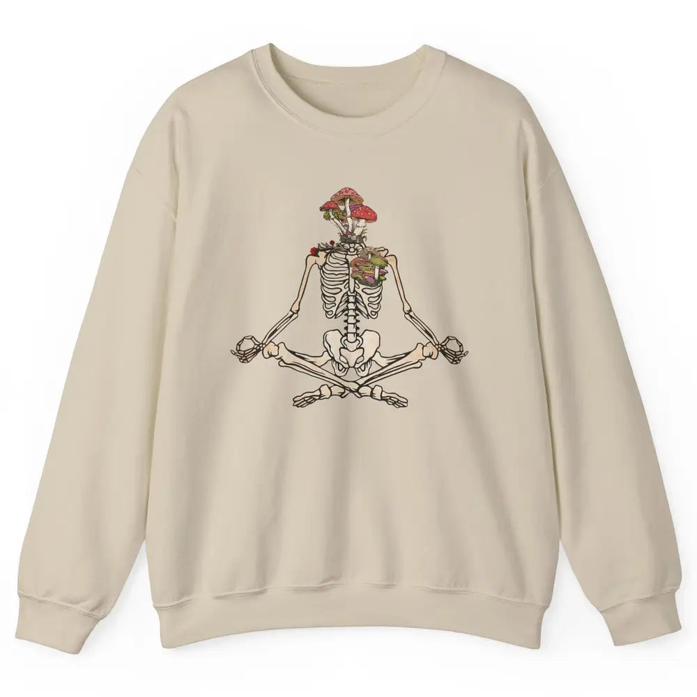 Vintage Skeleton Rib Mushroom Yoga Plants Lover Gardening Unisex Crewneck Sweatshirt