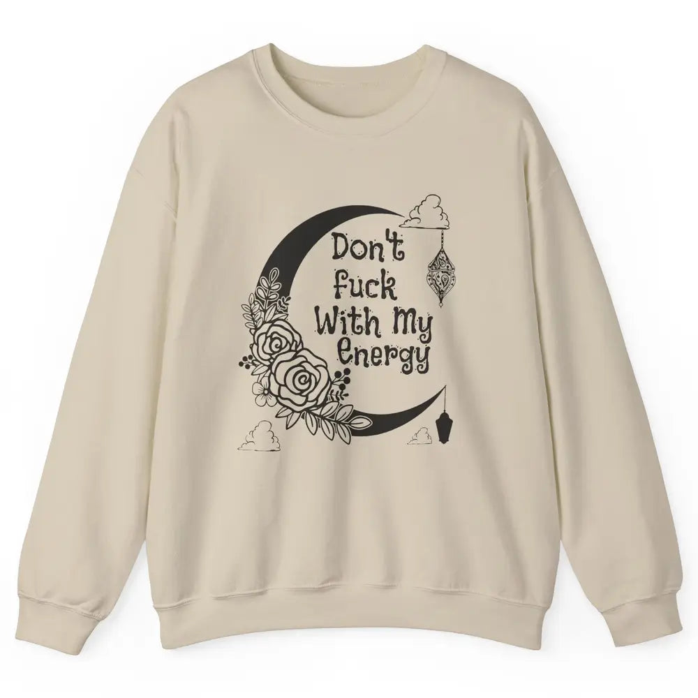 Retro Moon Witchy Don't Mess With My Energy Halloween Witch Unisex Crewneck Sweatshirt