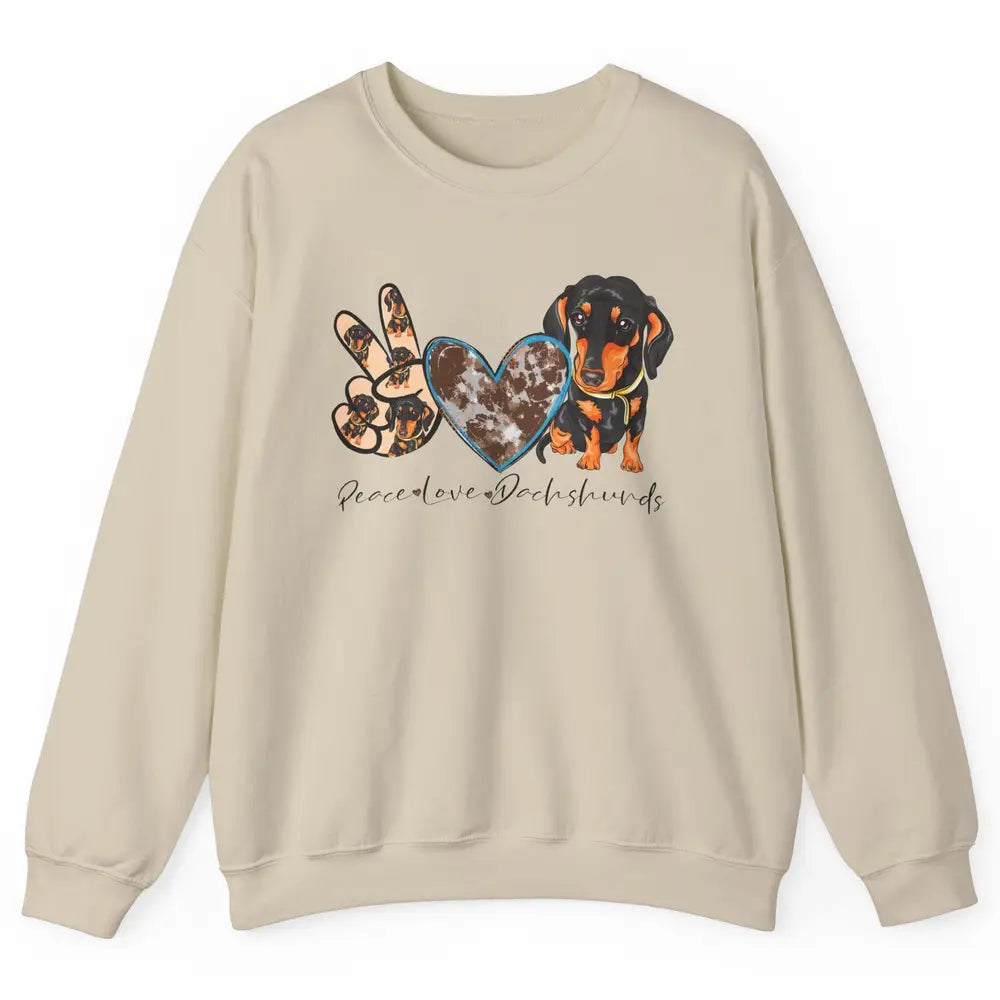 Peace Love Dachshund Dog Mom Dachshund Lovers Wiener Mom Unisex Crewneck Sweatshirt