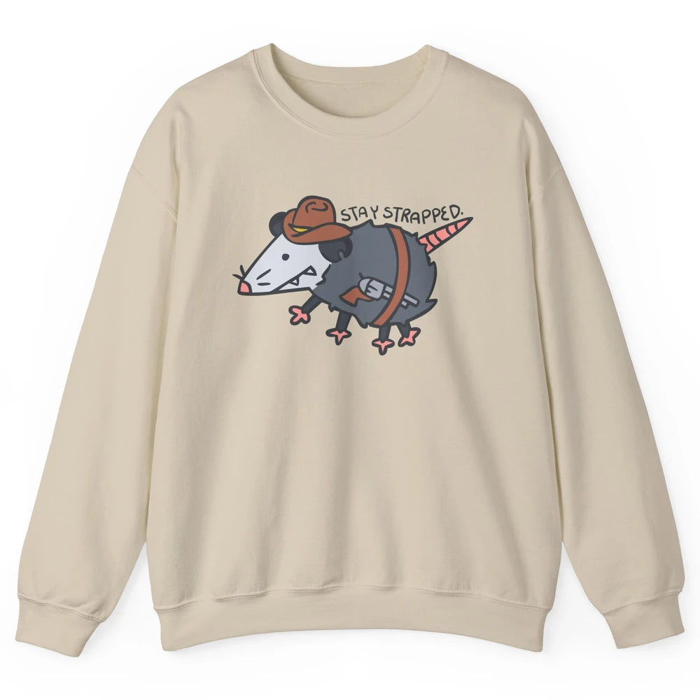 Retro Cowboy Opossum Stay Trapped Western Country Opossum Unisex Crewneck Sweatshirt