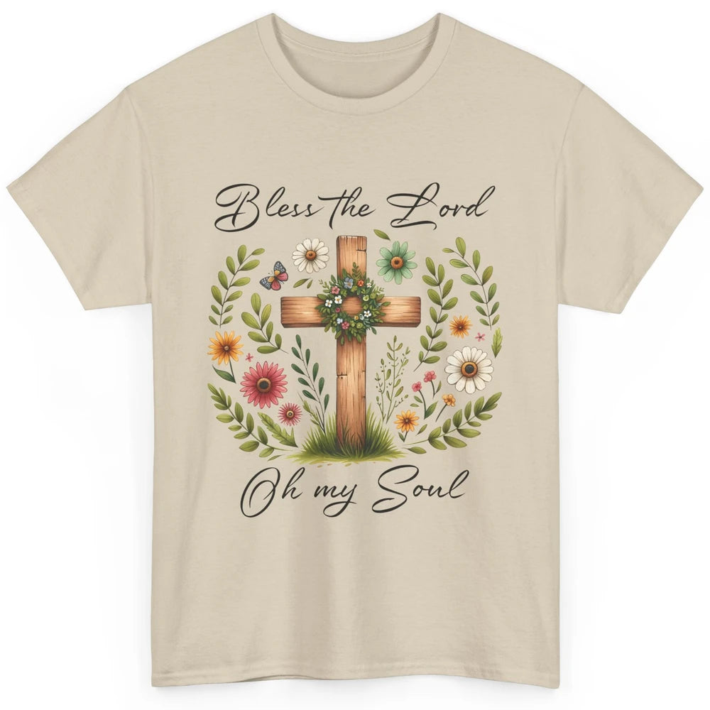 Bible Verse Bless The Lord Oh My Soul Christian Cross Retro Jesus Christ Church Classic Unisex T-Shirt