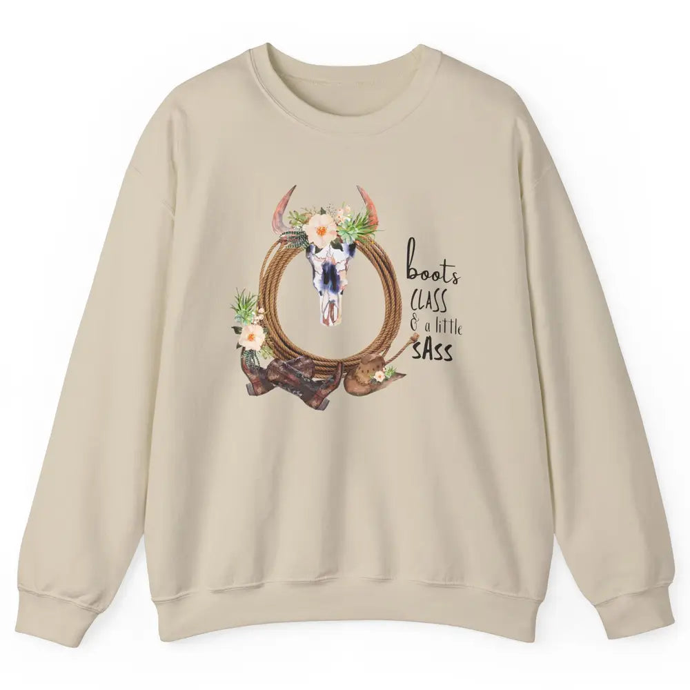 Retro Cowgirl Boots And Hat Boots Class A Little Sass Cowboy Unisex Crewneck Sweatshirt