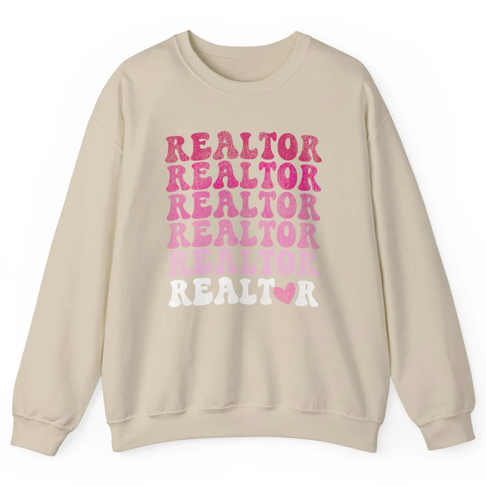 Real Estate Heart Wife Life Pink Realtor Women Close Deal Unisex Crewneck Sweatshirt