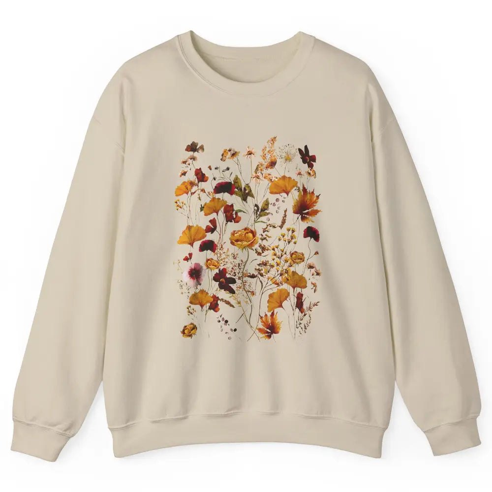 Pressed Flowers Plant Botanical Garden Wildflower Vintage Unisex Crewneck Sweatshirt