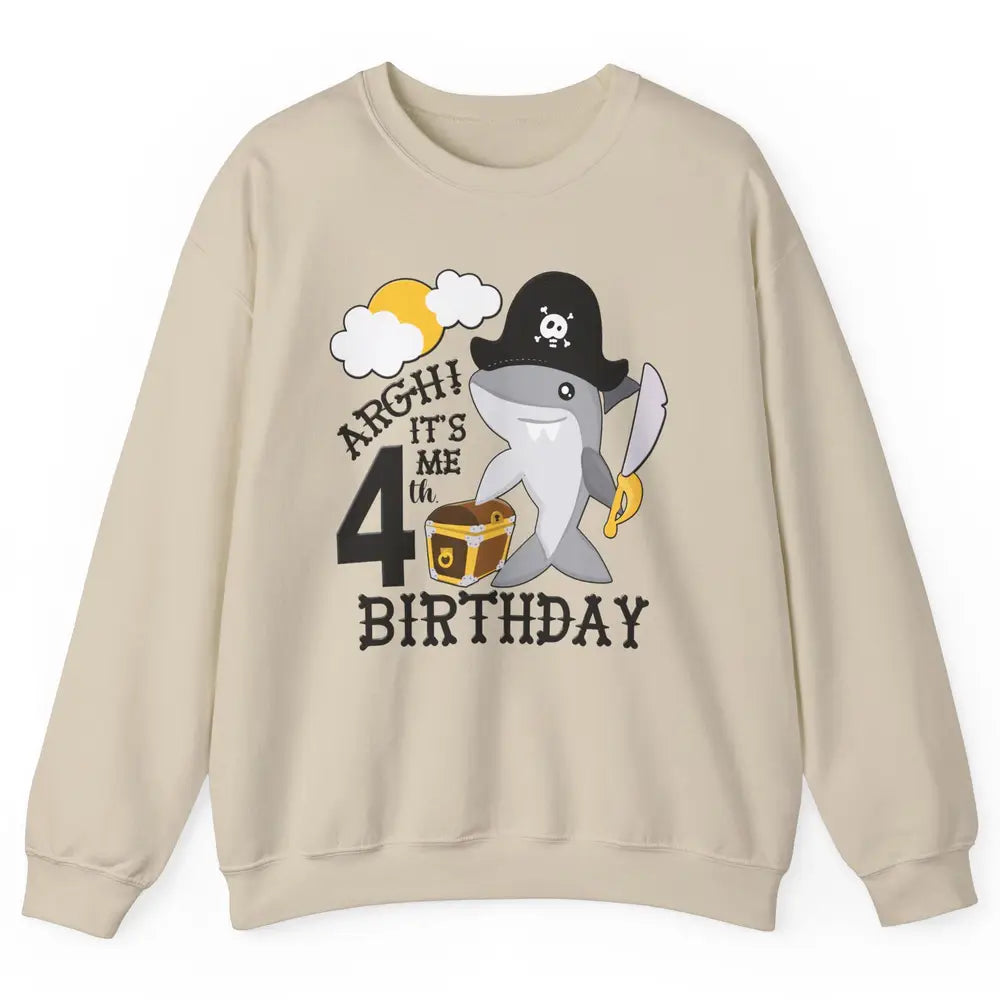 Pirate Shark 4th Birthday Party 4th Birthday Boy Girl Gift Unisex Crewneck Sweatshirt