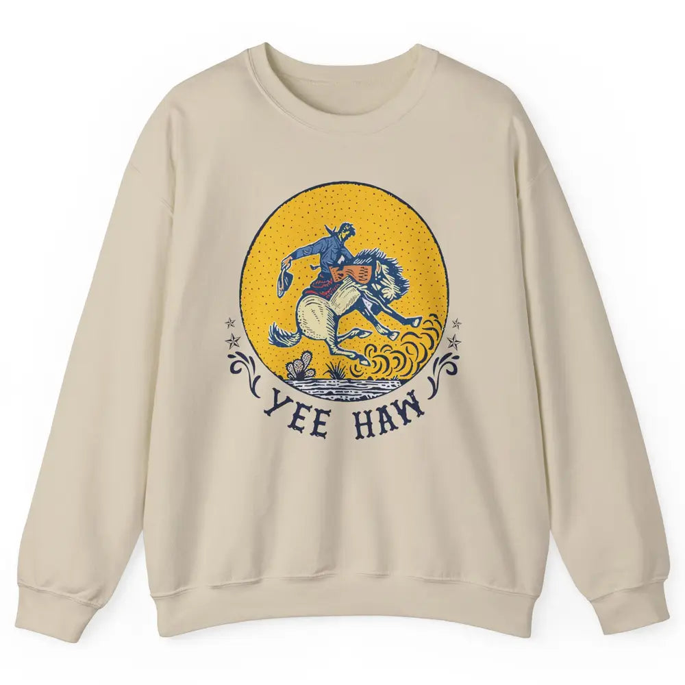 Retro Cowboy Yeehaw Western Country Cowgirls Horse Lovers Unisex Crewneck Sweatshirt