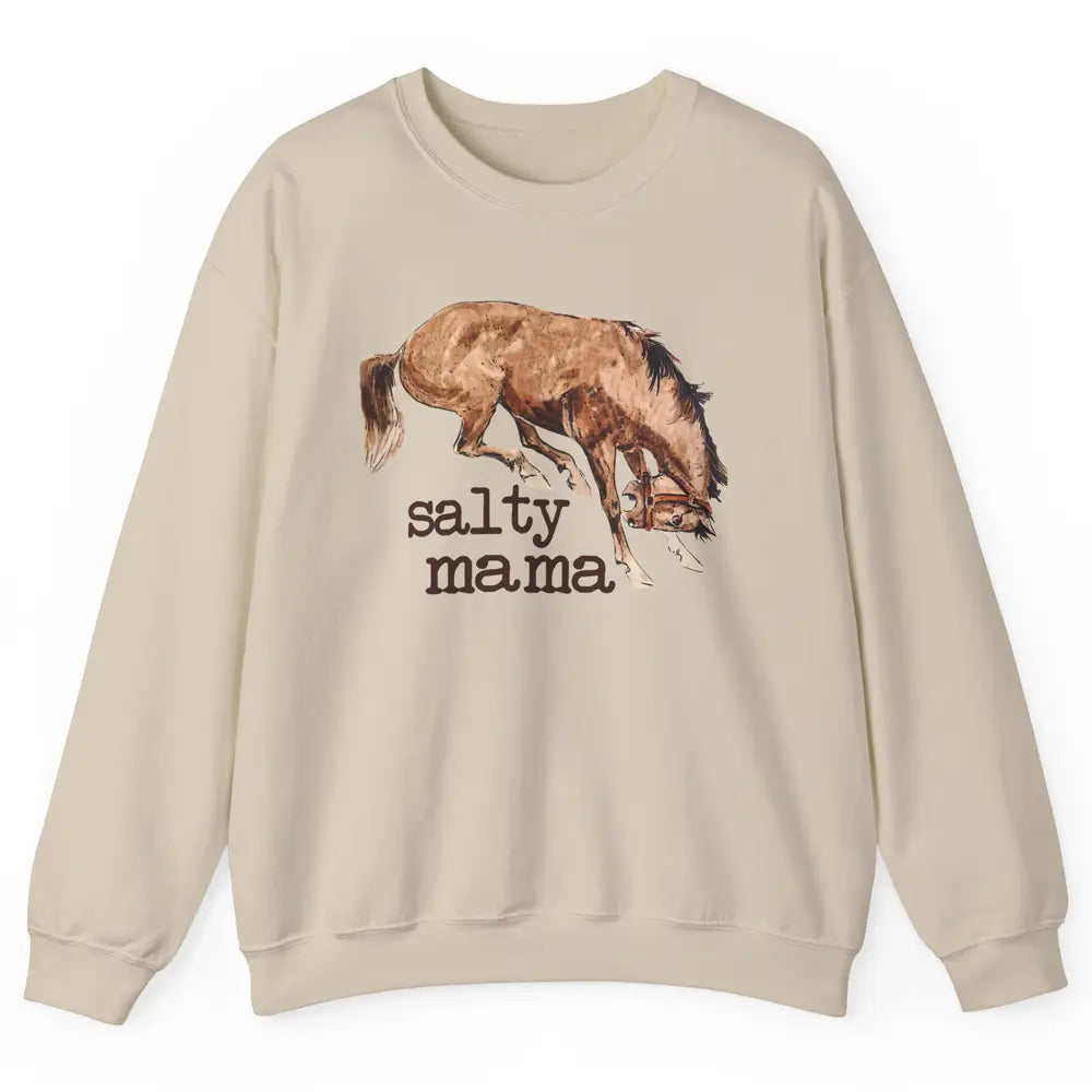 Retro Cowgirl Salty Mama Horse Lovers Western Country Cowboy Unisex Crewneck Sweatshirt