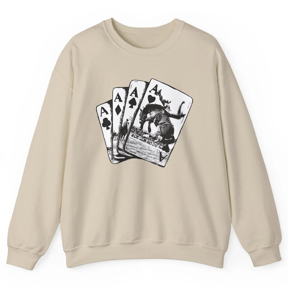 Punchy Cowboy Horsing Playing Cards Western Cowboy Rodeo Unisex Crewneck Sweatshirt