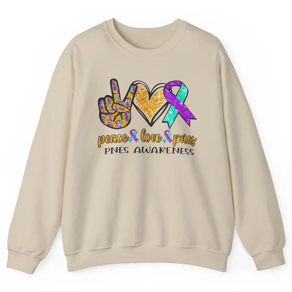 Psychogenic Non-epileptic Seizures Peace Love PNES Ribbon Unisex Crewneck Sweatshirt
