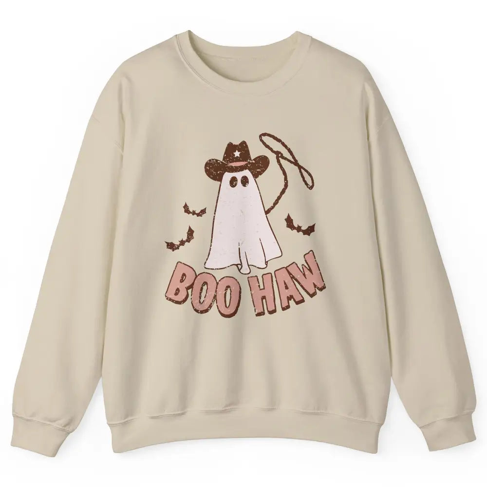 Retro Cowboo Boo Haw Ghost Fall Spooky Season Western Cowboy Unisex Crewneck Sweatshirt