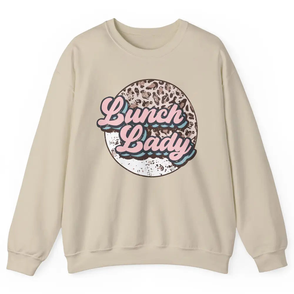 Retro Leopard Lunch Lady Cafeteria Life Lunch Lady Halloween Unisex Crewneck Sweatshirt