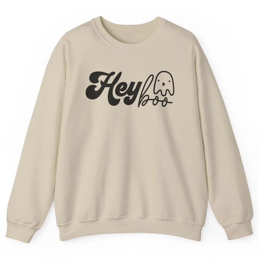 Funny Ghost Hey Boo Pumpkin Halloween Autumn Thanksgiving Unisex Crewneck Sweatshirt