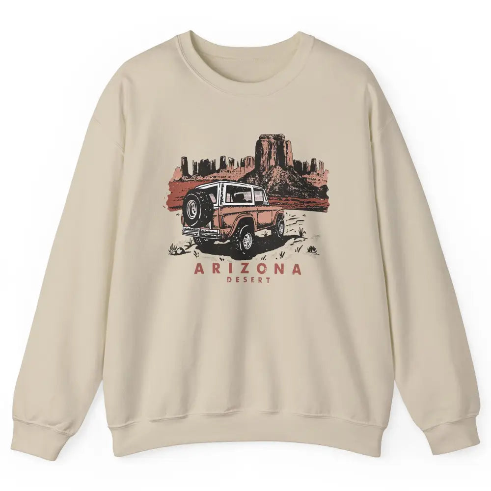 Retro Arizona Desert Truck Country Adventure Nature Lovers Unisex Crewneck Sweatshirt
