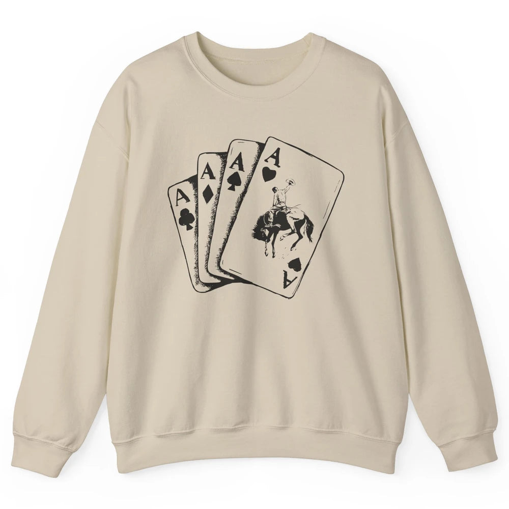 Punchy Cowboy Hold Your Horses Cards Western Country Rodeo Unisex Crewneck Sweatshirt