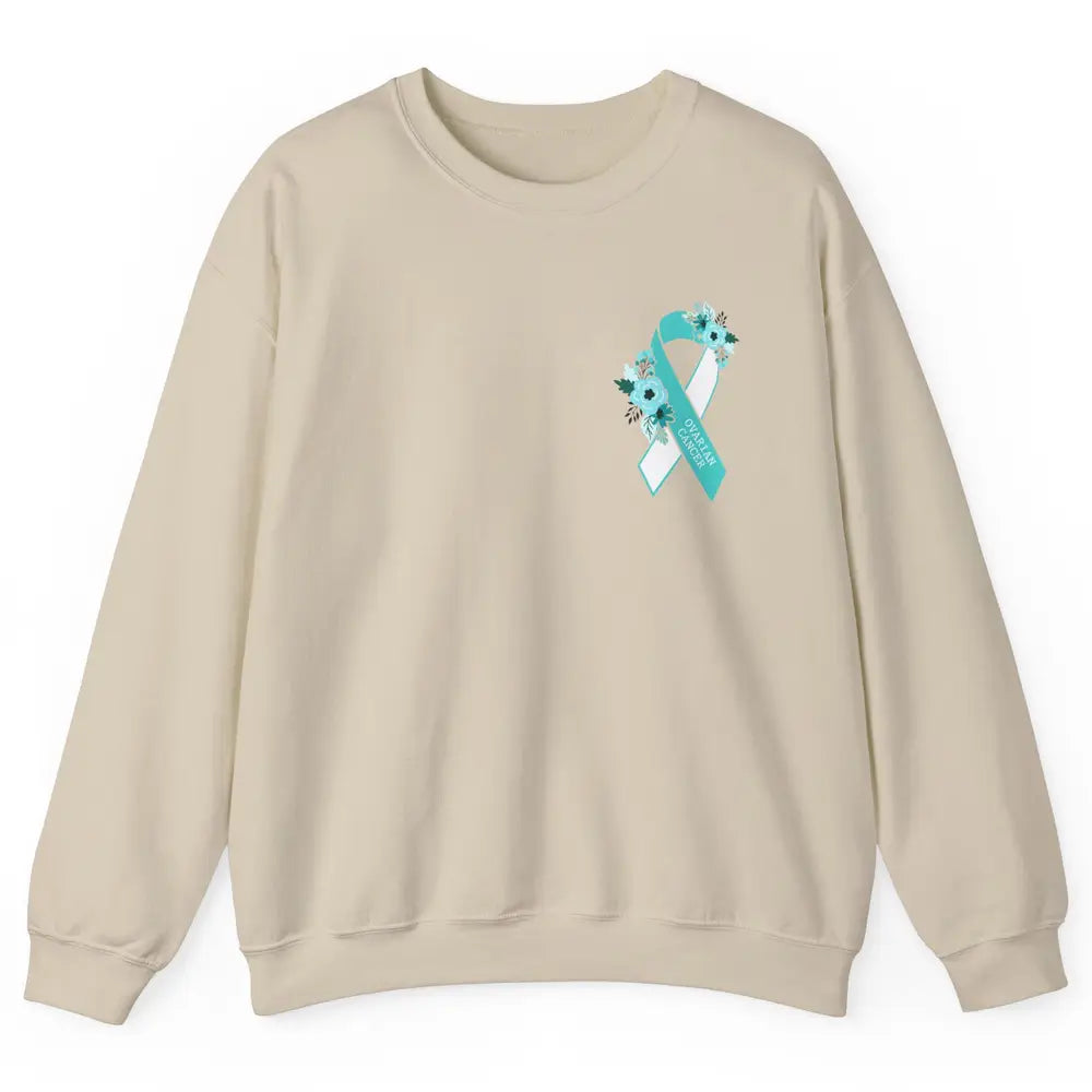 Ovarian Cancer Awareness Support Turquoise Ribbon Pocket Sz Unisex Crewneck Sweatshirt