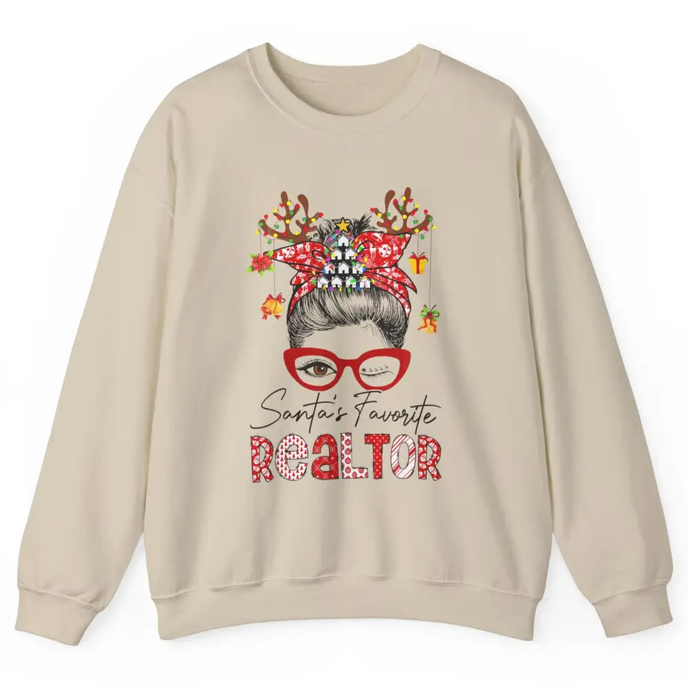 Merry Christmas Xmas Santa Messy Hair Realtor Real Estate Unisex Crewneck Sweatshirt
