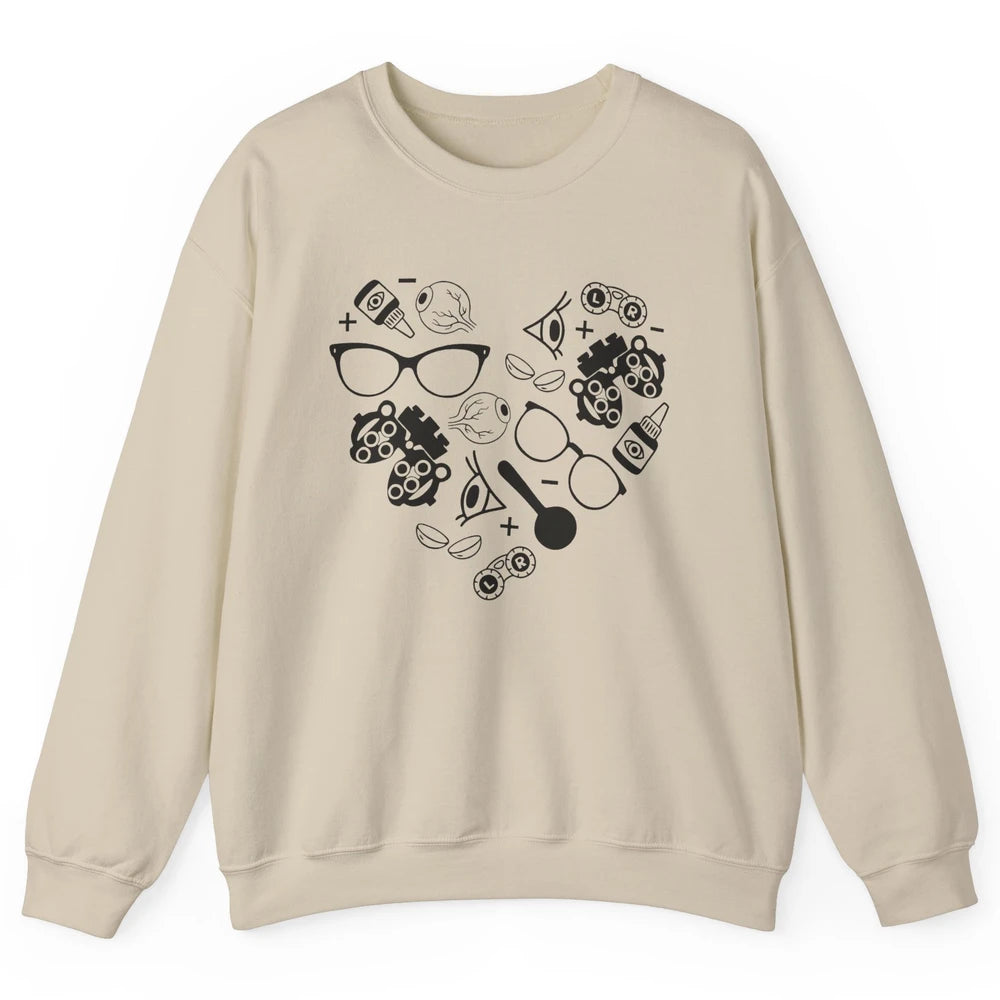 Optometry Ophthalmic Technician Symbols Heart Optician Life Unisex Crewneck Sweatshirt