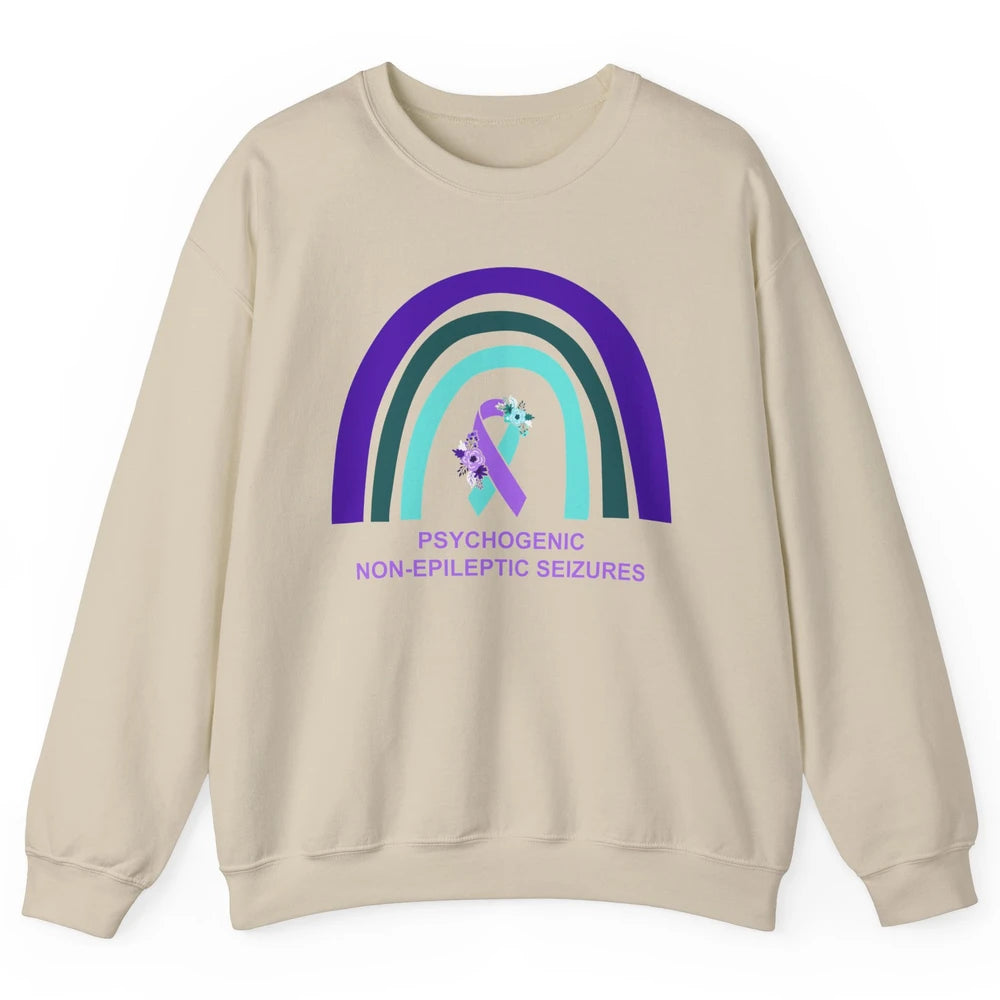Psychogenic Non-epileptic Seizures PNES Purple Teal Rainbow Unisex Crewneck Sweatshirt