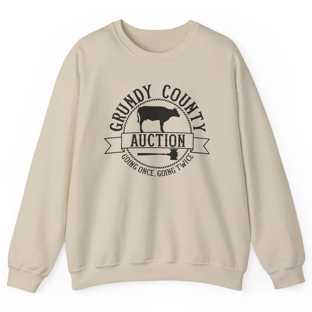 Retro Cow Cattle Grundy County Auction Western Country Farm Unisex Crewneck Sweatshirt