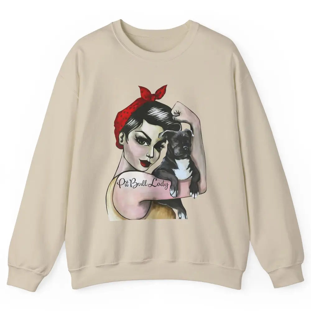 Pit Bull Lady Pit Bull Mom Dog Mom Bandana Dog Lovers Gift Unisex Crewneck Sweatshirt