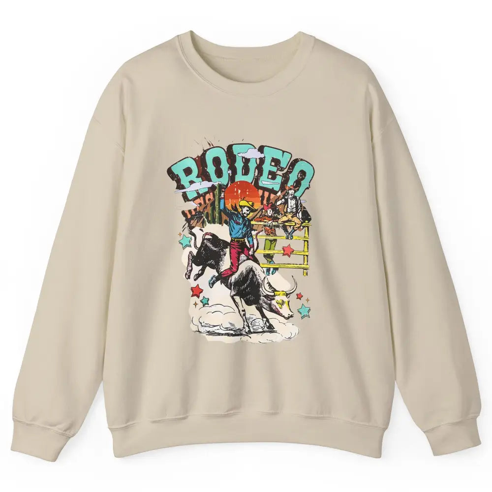 Retro Cowboy Horsing Rodeo Dad Bull Racing Western Country Unisex Crewneck Sweatshirt