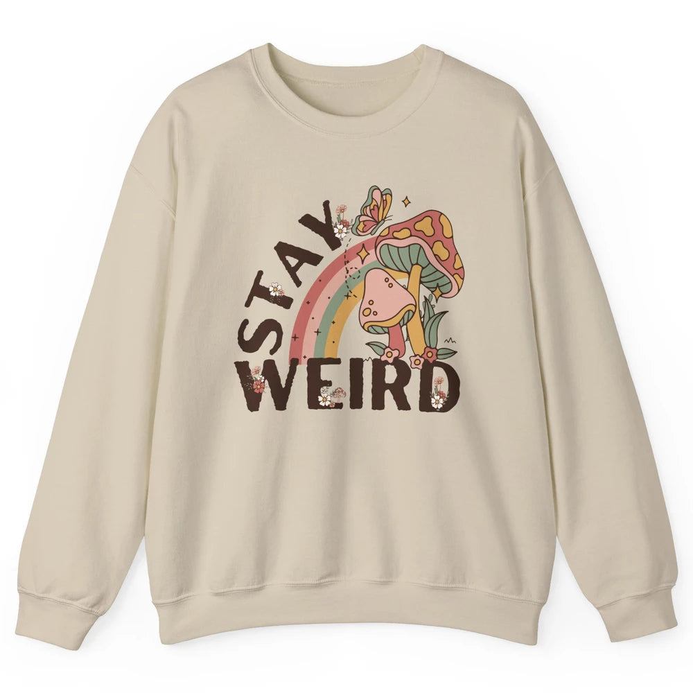 Retro Mushroom Stay Weird Mushy Butterfly Hippie Botanical Unisex Crewneck Sweatshirt