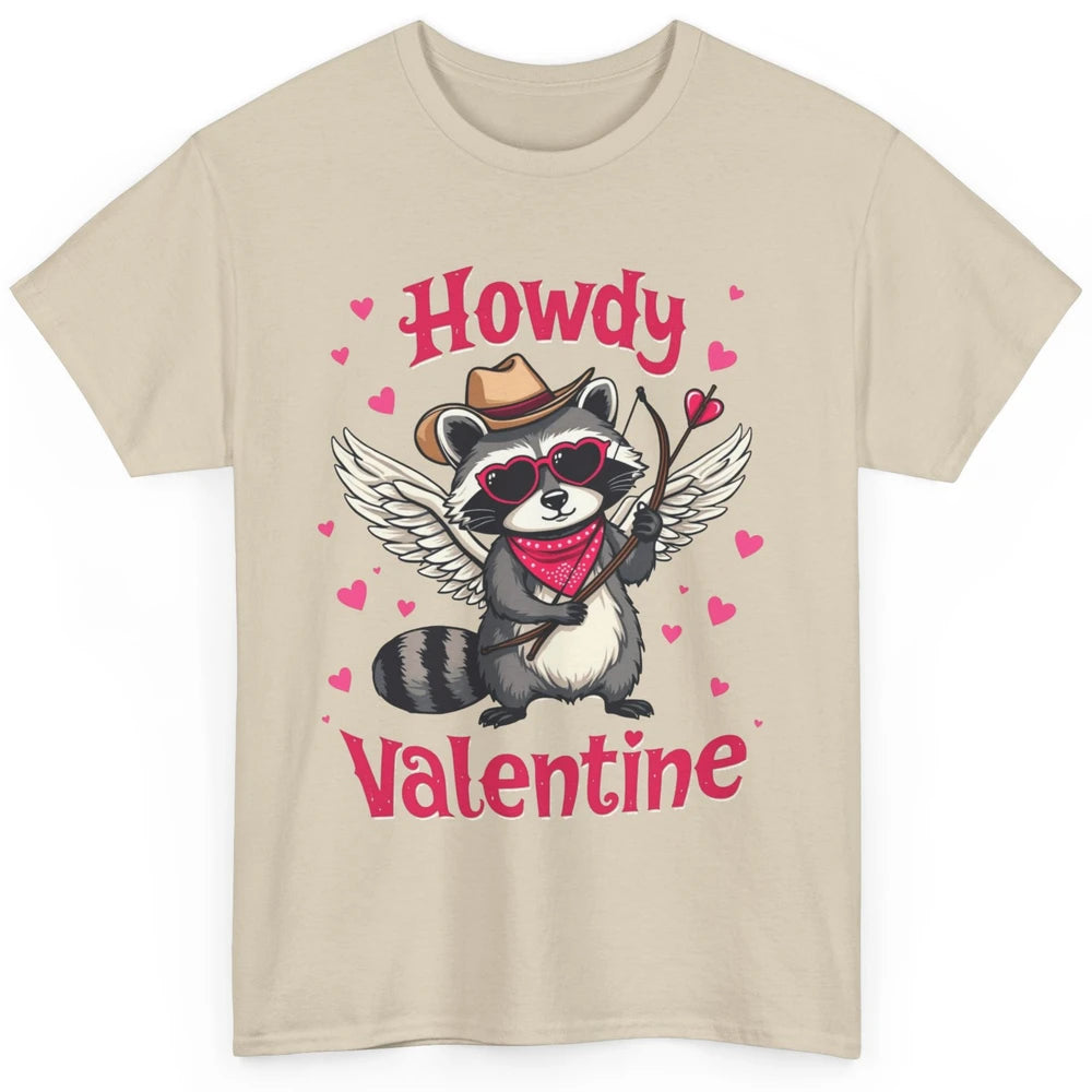 Howdy Valentine Cowboy Hat Cupid Raccoon Funny Opossum Love Heart Cute Western Possum Rodeo Classic Unisex T-Shirt