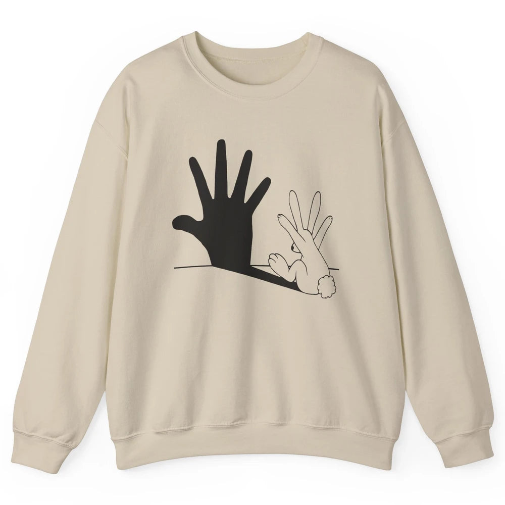 Rabbit Hand Shadow Funny Life Jokes Funny Rabbit Bunny Lover Unisex Crewneck Sweatshirt