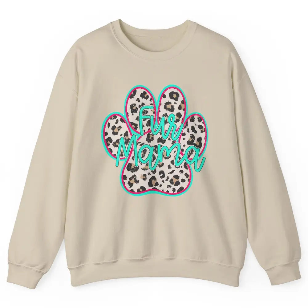 Retro Leopard Fur Mama Dog Paws Dog Mama Western Dog Mama Unisex Crewneck Sweatshirt