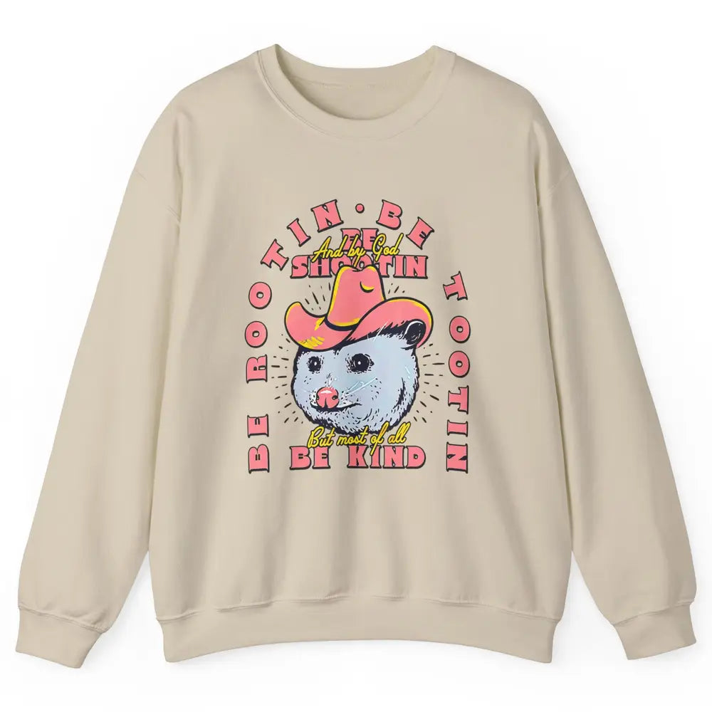 Opossum Be Rootin Tootin Funny Raccoon Street Wild Animal Unisex Crewneck Sweatshirt
