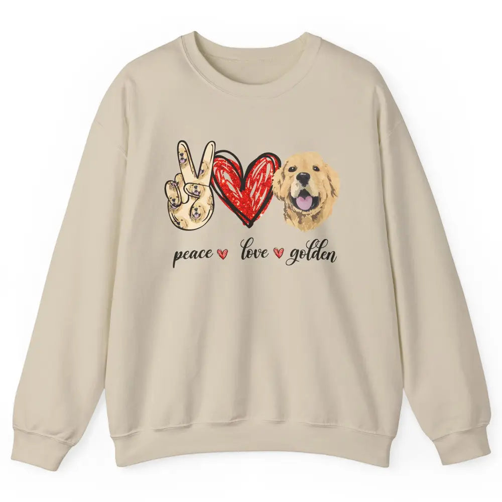 Peace Love Golden Dog Lover Golden Retriever Dad Mom Gift Unisex Crewneck Sweatshirt